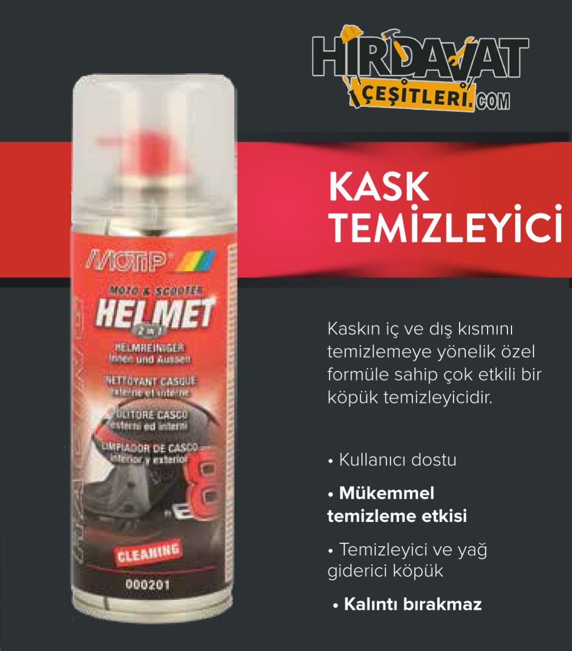 MOTİP Motosiklet Kask Temizleme Spreyi 400 ML