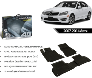 Mercedes W204 C Serisi 2007-2014 4.5D Havuzlu Araba Paspası Sahler