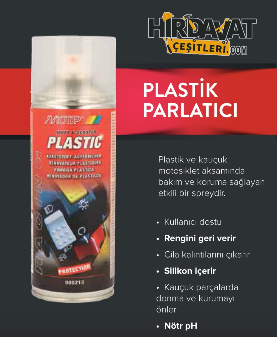 MOTİP Motosiklet Parlatıcı ve Koruyucu Sprey 400 ML