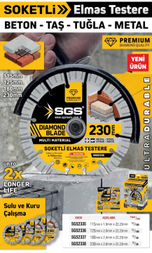 SGS2337 - 180mm Soketli Elmas Testere Multi Material  (Beton Taş Tuğla Metal Kesici)