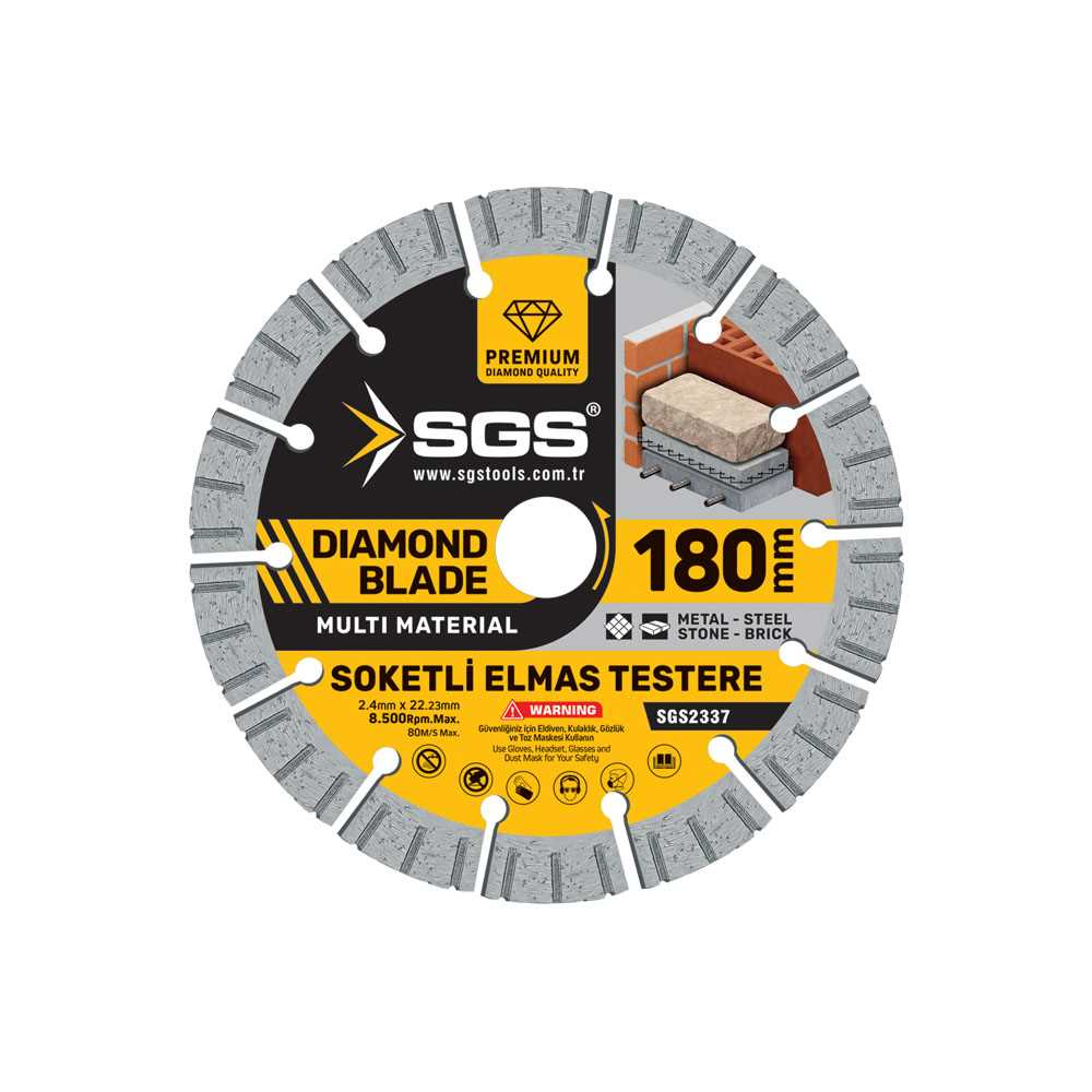 SGS2337 - 180mm Soketli Elmas Testere Multi Material  (Beton Taş Tuğla Metal Kesici)