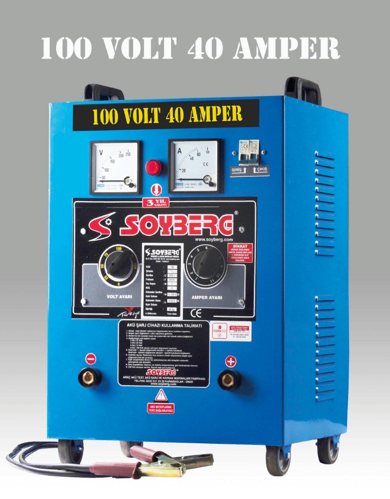 SOYBERG 8 Akülük Şarj Cihaz Makinası 40 Amper 100 Volt
