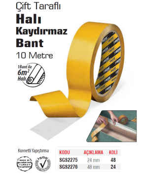 SGS 10 Metre Çift Taraflı Halı Kaydırmaz Bant