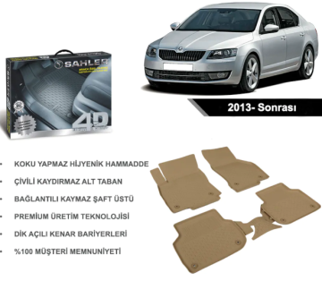 Skoda Octavia 2013- Sonrası 4.5D Bej Araba Paspası Sahler