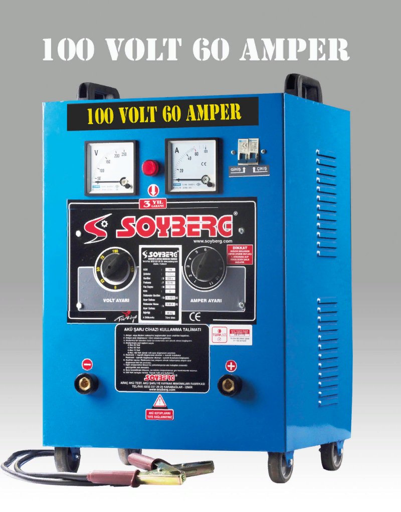 SOYBERG 8 Akülük Şarj Cihaz Makinası 60 Amper 100 Volt