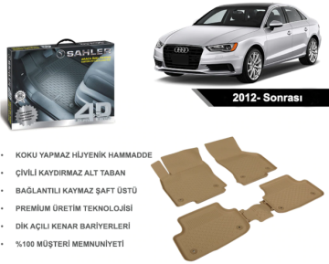 Audi A3 2012- Sonrası Sedan 4.5D Bej Araba Paspası Sahler