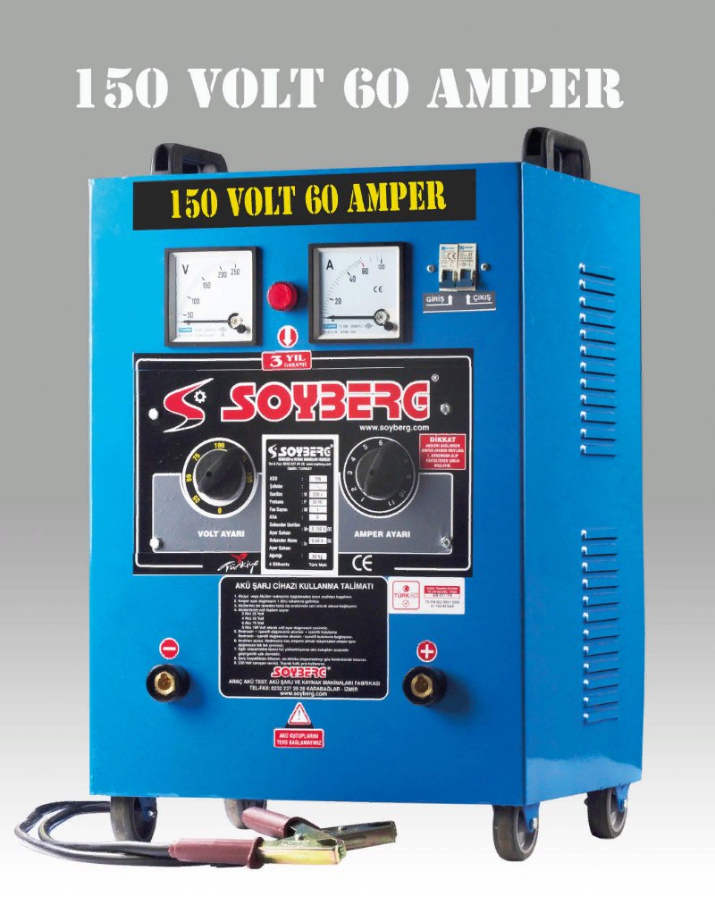 SOYBERG 12 Akülük Şarj Cihaz Makinası 60 Amper 150 Volt