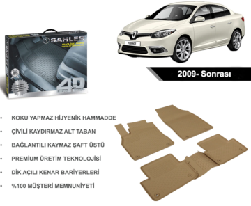 Renault Fluence 2009 - 2016 Arası 4.5D Bej Araba Paspası Sahler