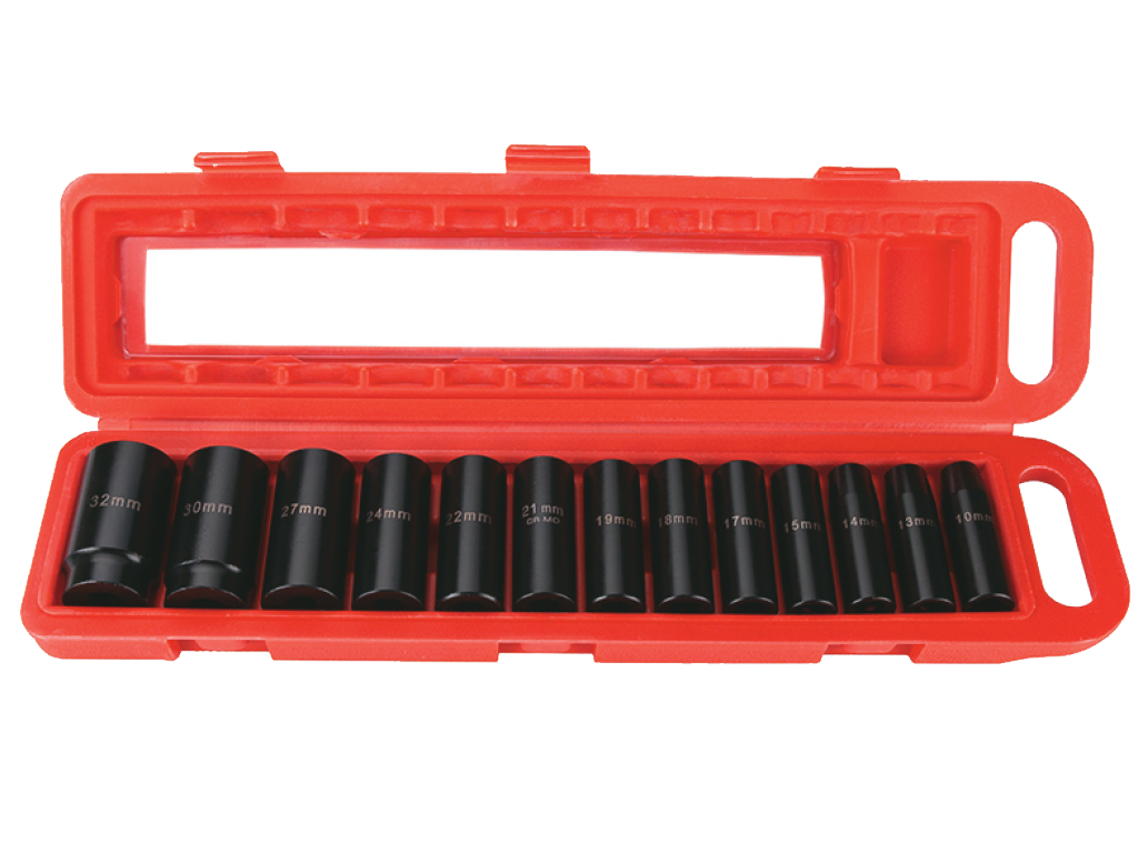 ROTAKE RT-013K Havalı 1/2'' CRV 6 Köşe Uzun Lokma Ucu Seti 13 Parça