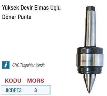 GERLİNGER Yüksek Devir Döner Punta 3 Mors ( CNC Tezgahlar İçin - Elmas Uçlu )