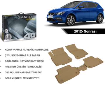 Seat Leon  2013- Sonrası 4.5D Bej Araba Paspası Sahler