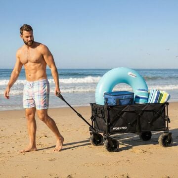 WORKPRO WP285016 100Kg 4 Tekerli Katlanabilir Ağır Hizmet Taşıma Arabası / Plaj Arabası