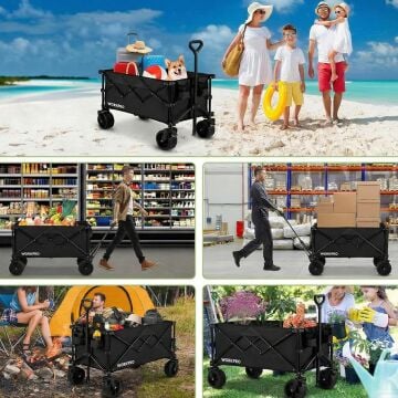 WORKPRO WP285016 100Kg 4 Tekerli Katlanabilir Ağır Hizmet Taşıma Arabası / Plaj Arabası