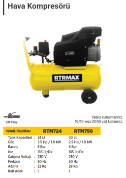RTR Max Yağlı Hava Kompresörü 24 Litre
