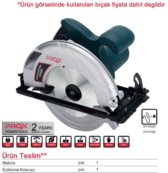 PROX Profesyonel Sunta Kesme 1450 Watt 185 mm