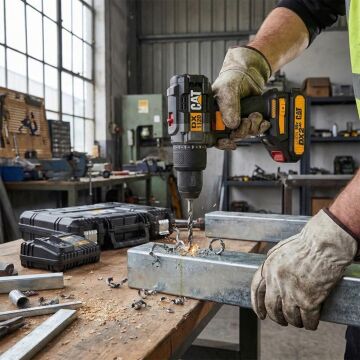 CAT DX1120 18Volt/2.0Ah Li-ion Çift Akülü Kömürsüz Profesyonel Şarjlı Darbeli Matkap + DA01902 45 Parça Vidalama Uç Seti