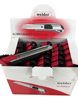 WELDER Alüminyum Gövde Maket Bıçağı Profesyonel Siyah Kırmızı