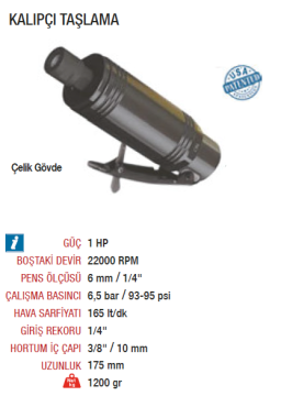 EMAX ET-5680 Endüstriyel Havalı Kalıpçı Taşlama Tabancası Makinesi