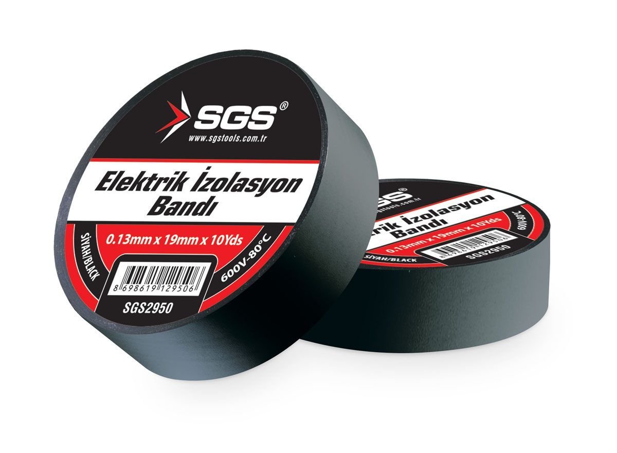 SGS2950 Siyah Elektrikçi İzolasyon Bandı - 10 ADET