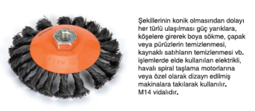 UGR M14 Konik Vidalı Burma Telli Fırça