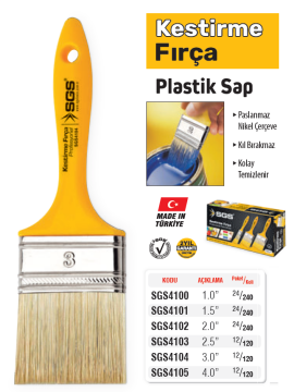 SGS4105 - 4\'\' Kestirme - Boyama - Cila - Köşe Fırçası - Plastik Sap