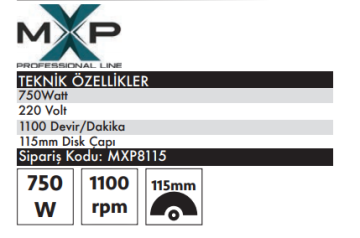 MAX EXTRA MXP8115 - 115mm Profesyonel Avuç Taşlama 750 Watt