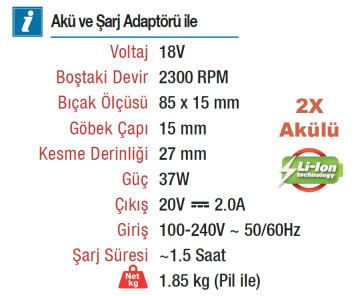 VIDO 18 Volt Akülü Mini Daire Testere Makinesi (WD041220180)