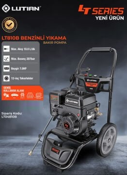 LUTİAN LT810B - Endüstriyel Benzinli 207 Bar Yüksek Basınçlı Oto Yıkama Makinası 7 HP - Benzinli Araba İnşaat Kamyon Yıkama