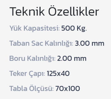 İBTAŞ 500 KG Yük Paket Eşya Kargo Malzeme Ürün Taşıma Arabası 70x100cm