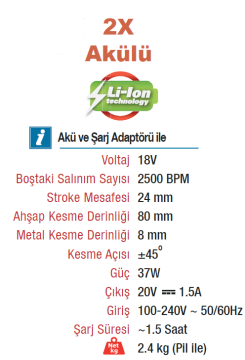 VIDO 18 Volt Lion Akülü Dekupaj Testere (WD041610180)