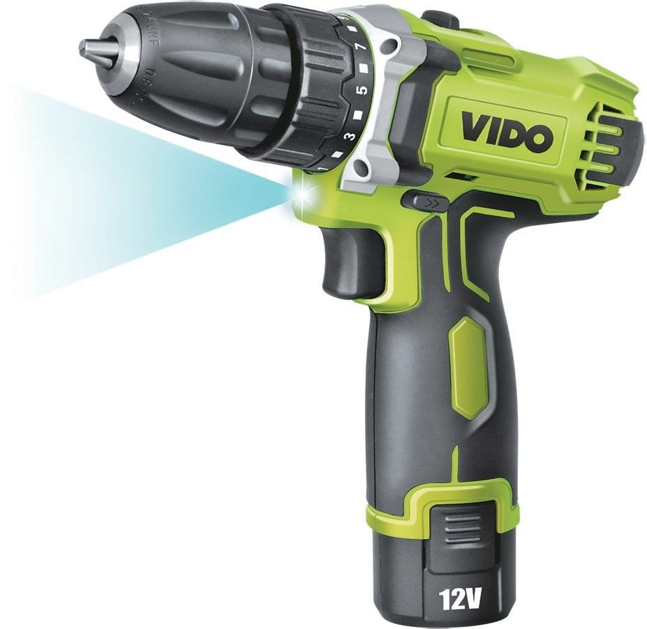 VIDO 12 Volt Lion Şarjlı Akülü Matkap Vidalama Led Işıklı 2 Akü