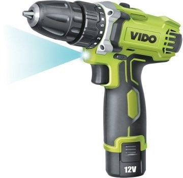 VIDO 12 Volt Lion Şarjlı Akülü Matkap Vidalama Led Işıklı 2 Akü