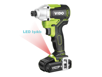 VIDO 18 Volt Lion Akülü Kömürsüz Motor Darbeli Vidalama Makinesi (WD040420180)