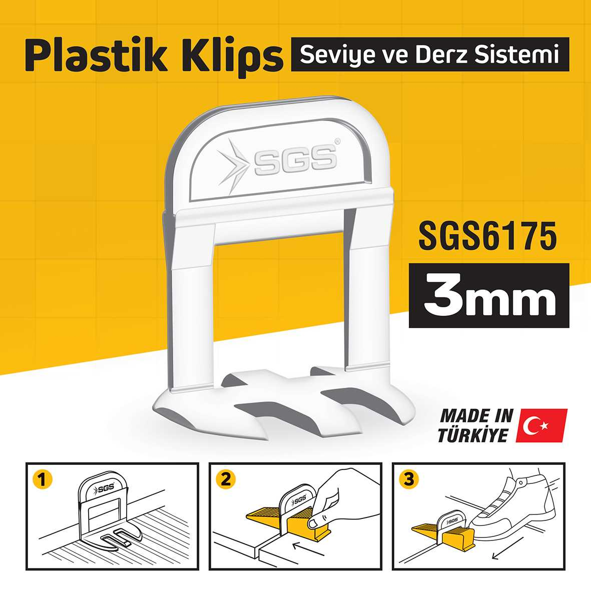 SGS6175 -SGS 3 MM DERZ SEVİYE TESPİT KLİPSİ (PK/100 ADET)
