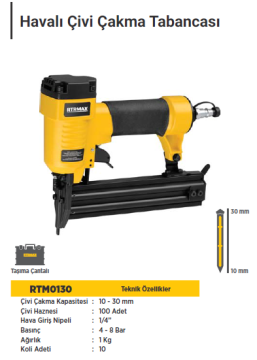 RTR Max Havalı Çivi Çakma Tabancası 10-30mm