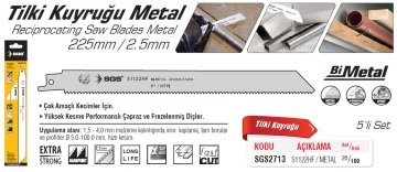 SGS 2713 (S1122HF) Tilki Kuyruğu Metal Kesme Ucu 225mm - 2.5mm (5 li Paketlerde x 20 PAKET)