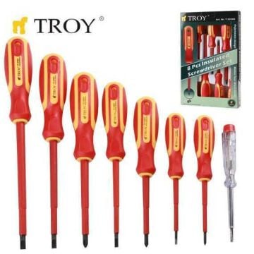 TROY 22306 İzoleli 1000 Volt Elektrikçi Tornavida Seti 8 Parça