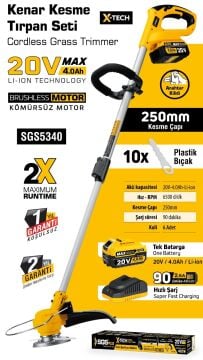 SGS5340 - 20 Volt 4 Amper Akülü Çim Kenar Kesme Makinesi Kömürsüz Motor