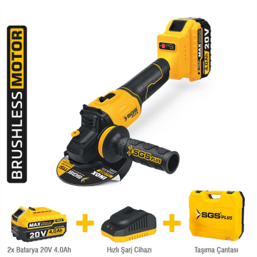 SGS5510 - 20 Volt 4 Amper 115mm Akülü Avuç Taşlama Makinası - Kömürsüz Motor