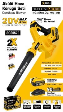 SGS5570 - 20 Volt 4 Amper Akülü Hava Üfleme Körüğü Makinası Kömürsüz Motor