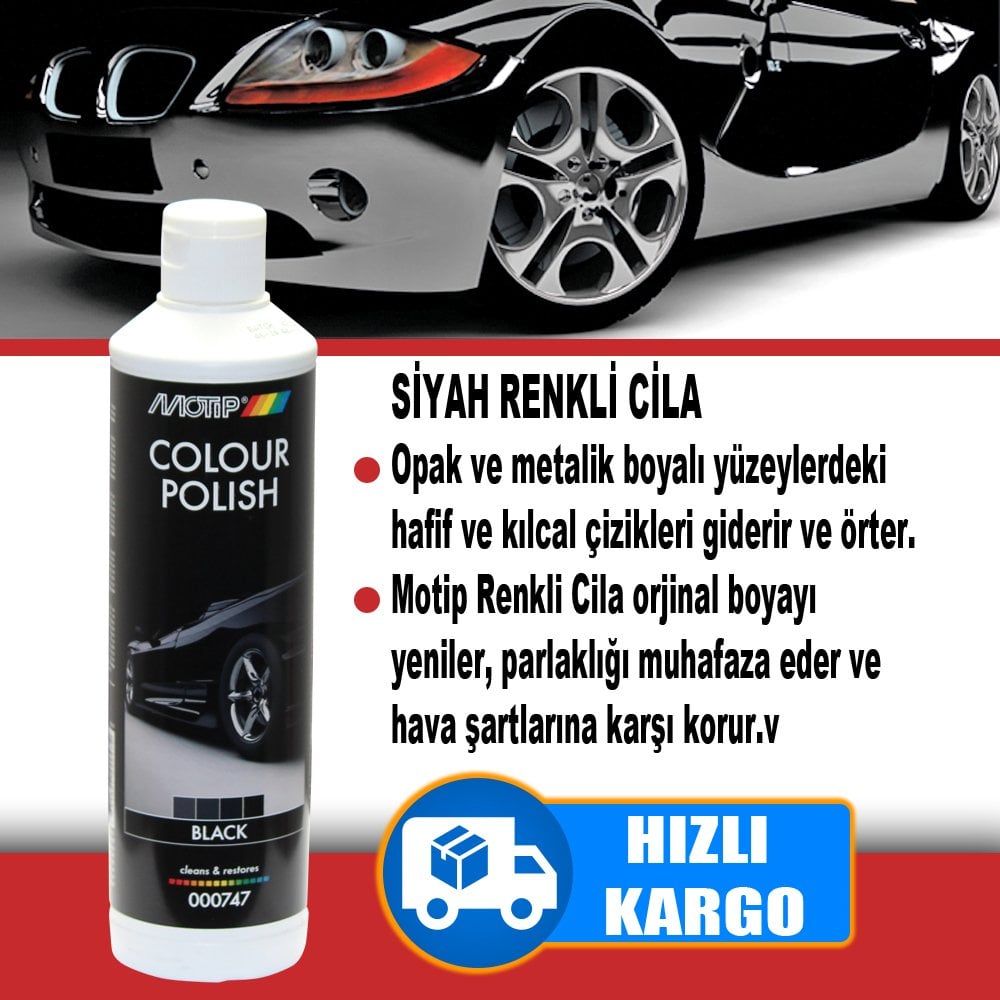 MOTİP Renkli Sıvı Cila SİYAH 500 ML - Çizik Giderici Cila