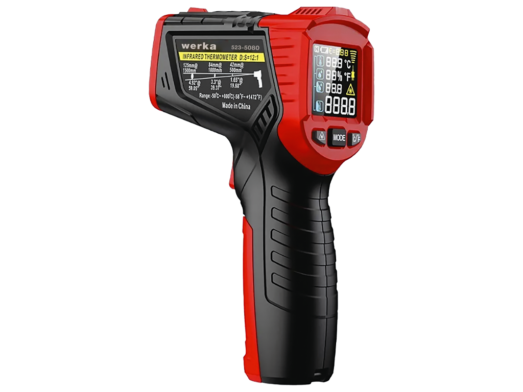 WERKA -50...+800 Derece Kızılötesi Sıcaklık Ölçer Infrared Termometre (523-5080)