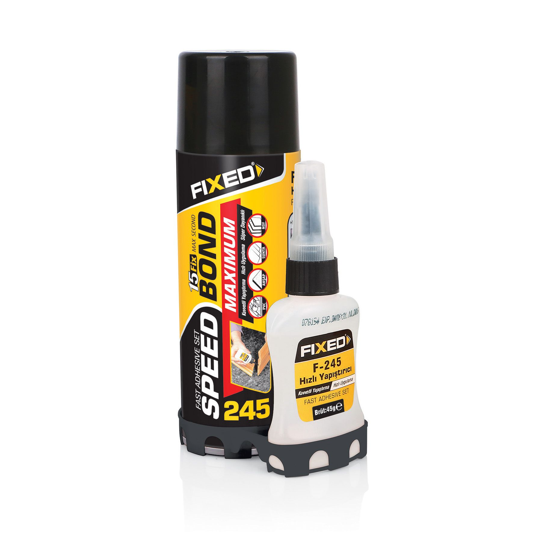 Fixed F490 MDF Kit Hızlı Yapıştırıcı Set 200 ML + 45 Gram (24 Adet - Koli Fiyatı)