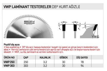 EDN VWP Laminant Testereler ( KURT AĞIZLI )