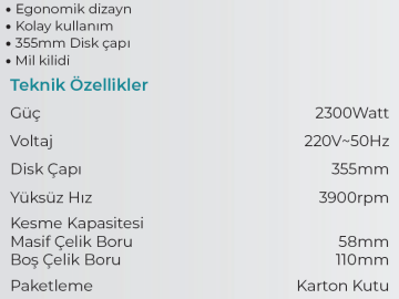 MAX EXTRA MXP3553 - 355mm Profil Kesme Makinası 2300 Watt
