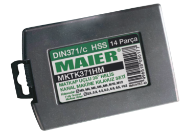 MAIER 14 Parça DIN 371/C Matkap Uçlu Helis Kılavuz Takımı / HSS M2AL