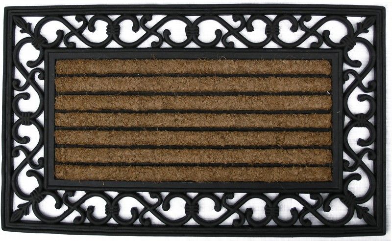 Kıl Fırçalı Ferforje Kauçuk Paspas 40 x 70 cm