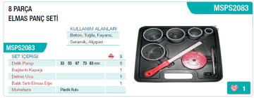 Karbür Elmas Panç Seti 8 Parça Tuğla-Alçıpan-Fayans Delici