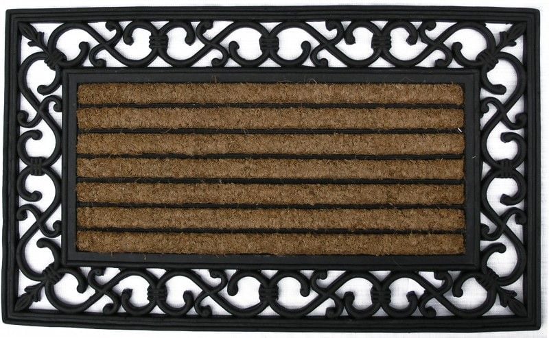 Kıl Fırçalı Ferforje Kauçuk Paspas 45 x 75 cm
