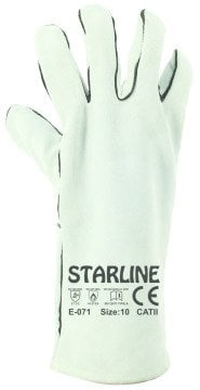 STARLİNE E-071 Hakiki Deri Yarma Eldiveni Kırmızı E-072 (Uzunluk 35 cm - 72 Çift)